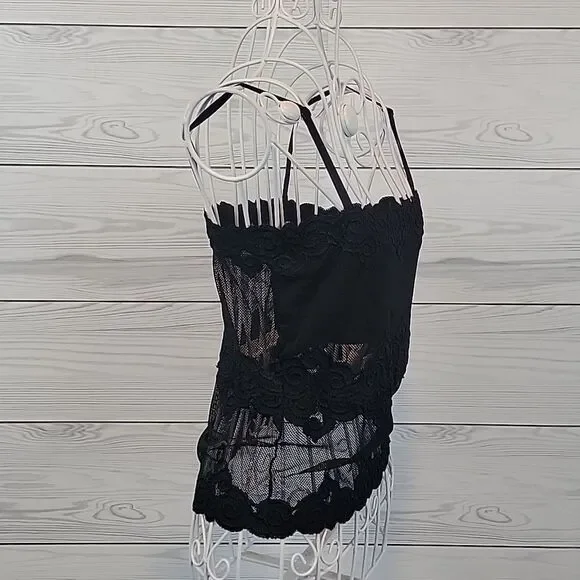 Black lace fishnet cami unbranded Women's Size S - Picture 4 of 8